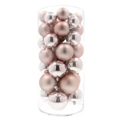 Kerstballen 44 St | Oudroze | Kunststof | 5-8 Cm | In Koker