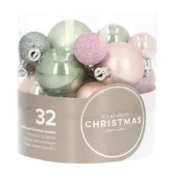 Kerstballen 32 St | Romantic Pastel | Kunststof | 2,5 - 4 Cm | In Koker