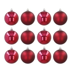 Kerstballen Set 12 St | Bordeauxrood | Kunststof | 7 Cm