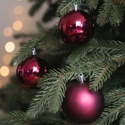 Kerstballen Set 12 St | Bordeauxrood | Kunststof | 7 Cm