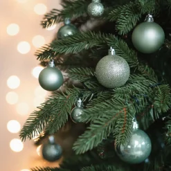 Kerstballen Set 36 St | Kunststof | 2,5 - 5 Cm | Eucalyptus | In Koker