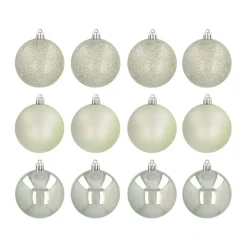 Kerstballen Set 12 St | Kunststof | 7 Cm | Eucalyptus