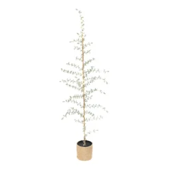 Kerstboom 120 Cm In Pot Met LED En Frost Look