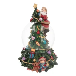 Kerstboom Met Sneeuwbol | Muziek | ⌀9cm | 19 Cm Hoog