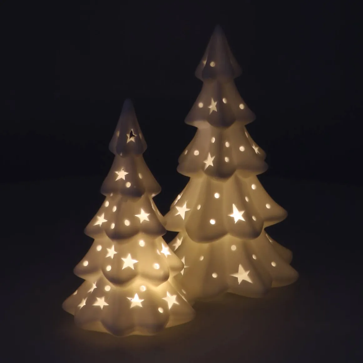 Kerstboom Porselein 17 Cm Wit LED