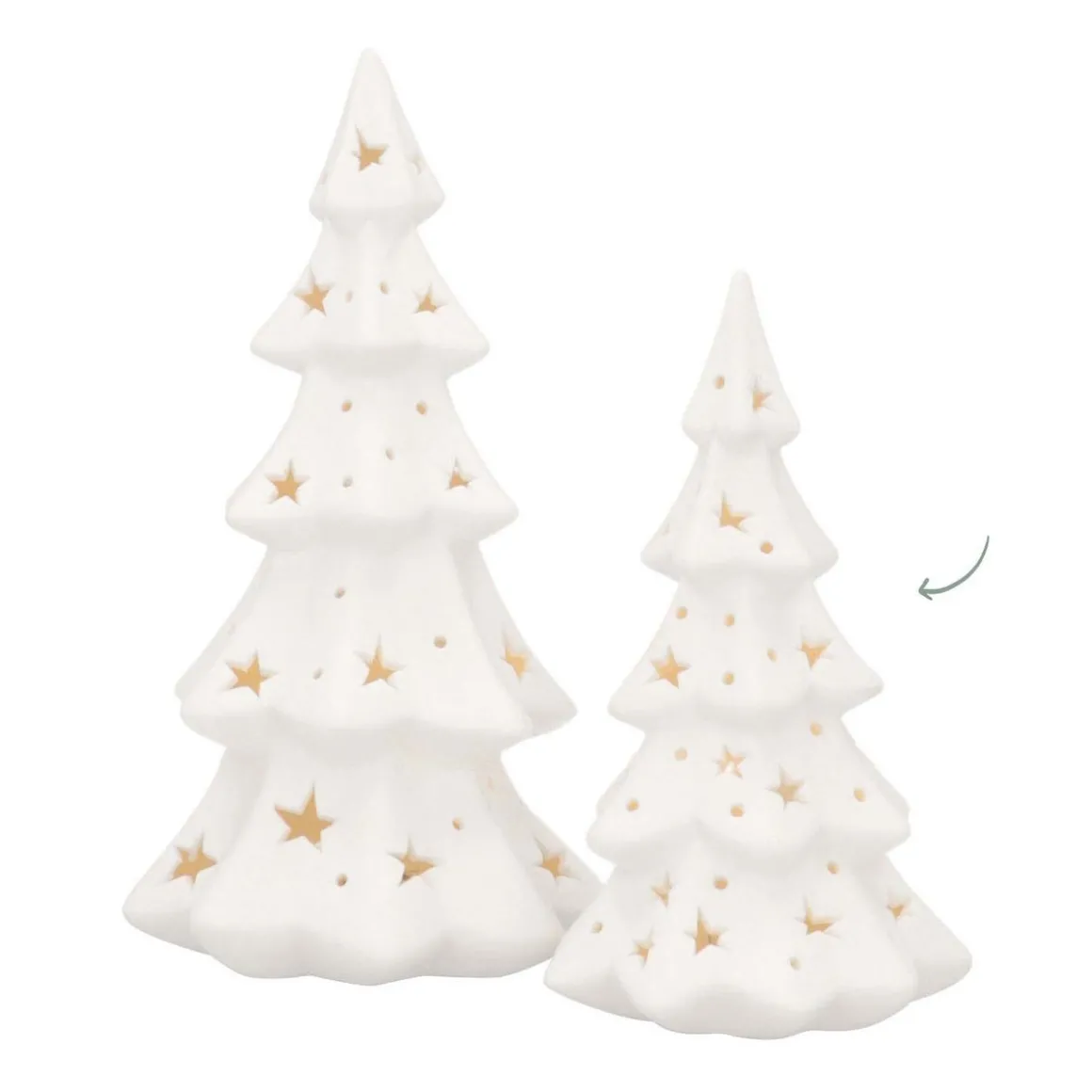 Kerstboom Porselein 17 Cm Wit LED