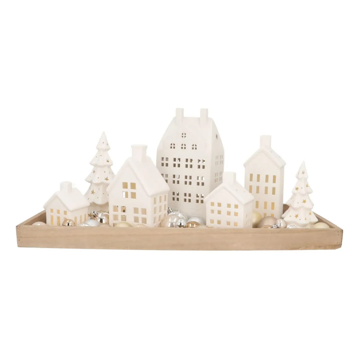 Kerstboom Porselein 22 Cm Wit LED