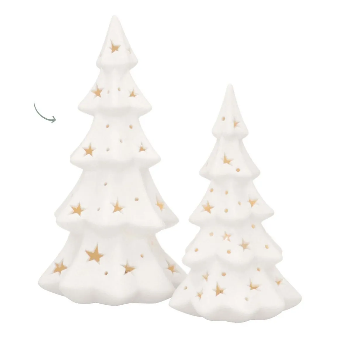 Kerstboom Porselein 22 Cm Wit LED