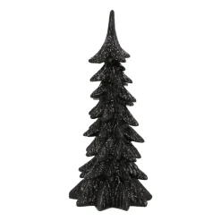 Kerstboom Zwart Met Sneeuw 27cm Polyresin