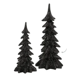 Kerstboom Zwart Met Sneeuw 27cm Polyresin
