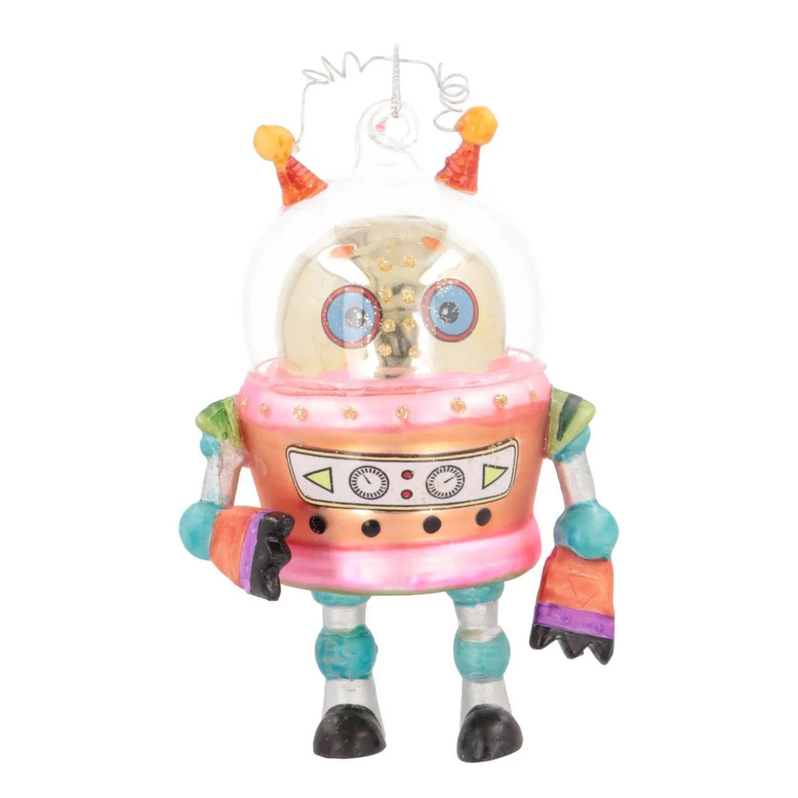 Kersthanger Alien Robot | Glas | Multi | 12cm
