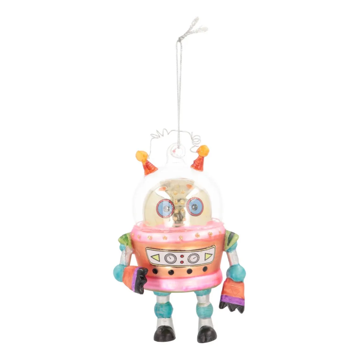 Kersthanger Alien Robot | Glas | Multi | 12cm
