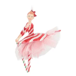 Kersthanger Ballerina Met Zuurstok | Polyresin | 16cm