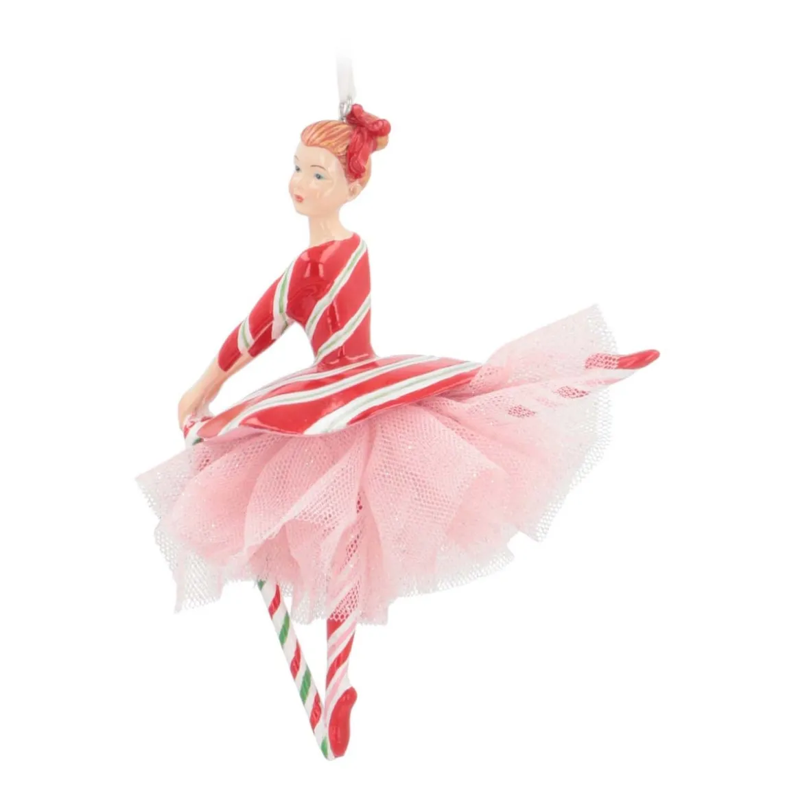 Kersthanger Ballerina Met Zuurstok | Polyresin | 16cm