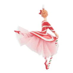 Kersthanger Ballerina Met Zuurstok | Polyresin | 16cm