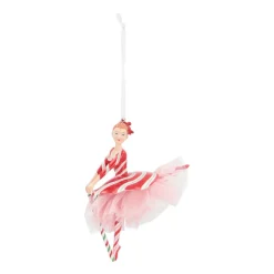 Kersthanger Ballerina Met Zuurstok | Polyresin | 16cm