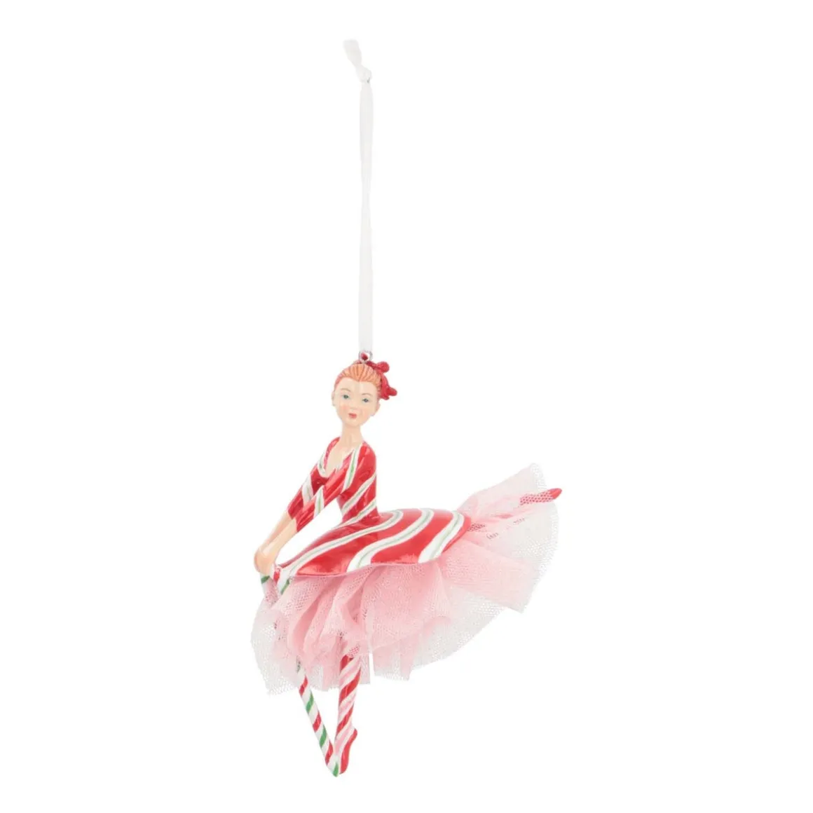 Kersthanger Ballerina Met Zuurstok | Polyresin | 16cm