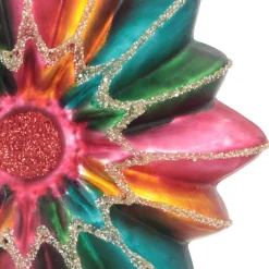 Kersthanger Bloem Met Glitter | Glas | Multi | 9cm