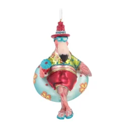 Kersthanger Dobberende Flamingo | Glas | Verschillende Kleuren | 10cm