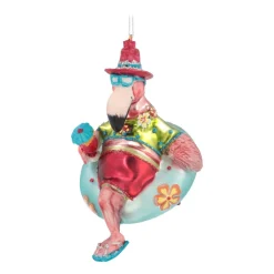 Kersthanger Dobberende Flamingo | Glas | Verschillende Kleuren | 10cm