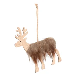 Kersthanger Hertje Met Vacht | Bruin | 12 Cm