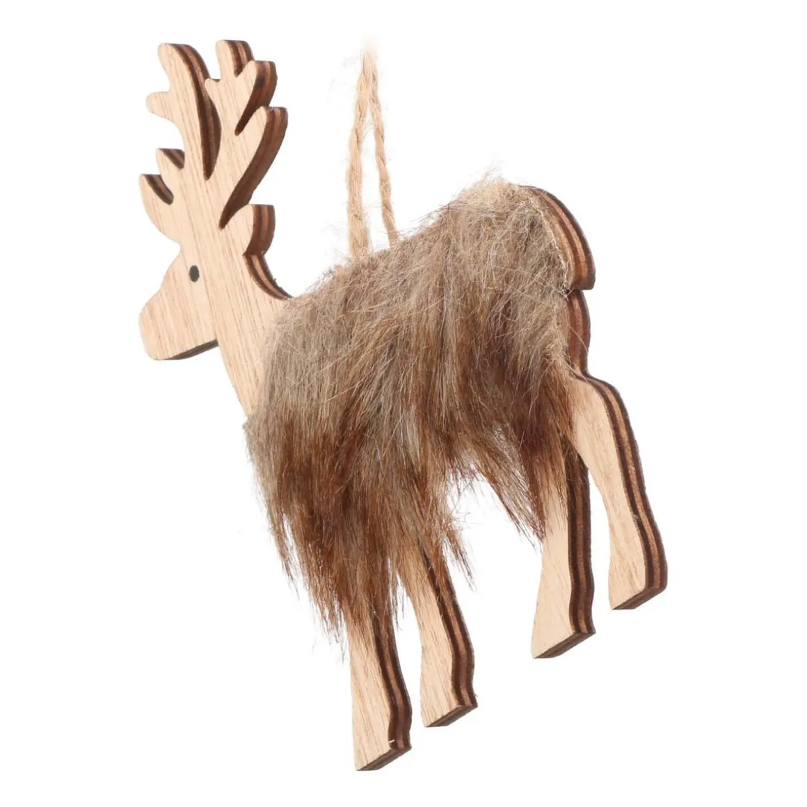 Kersthanger Hertje Met Vacht | Bruin | 12 Cm