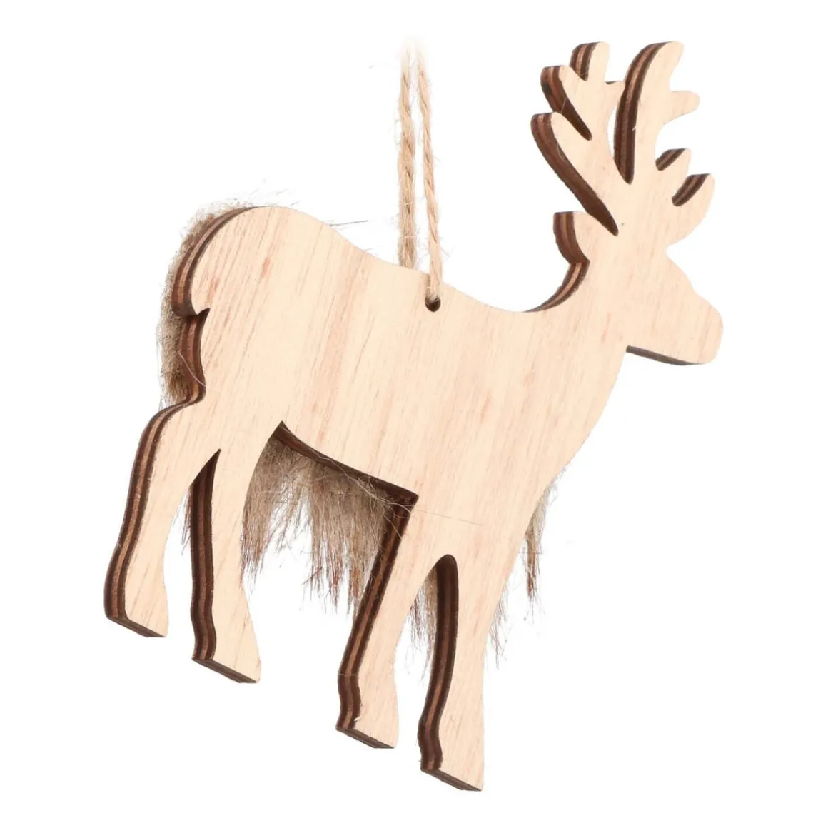 Kersthanger Hertje Met Vacht | Bruin | 12 Cm