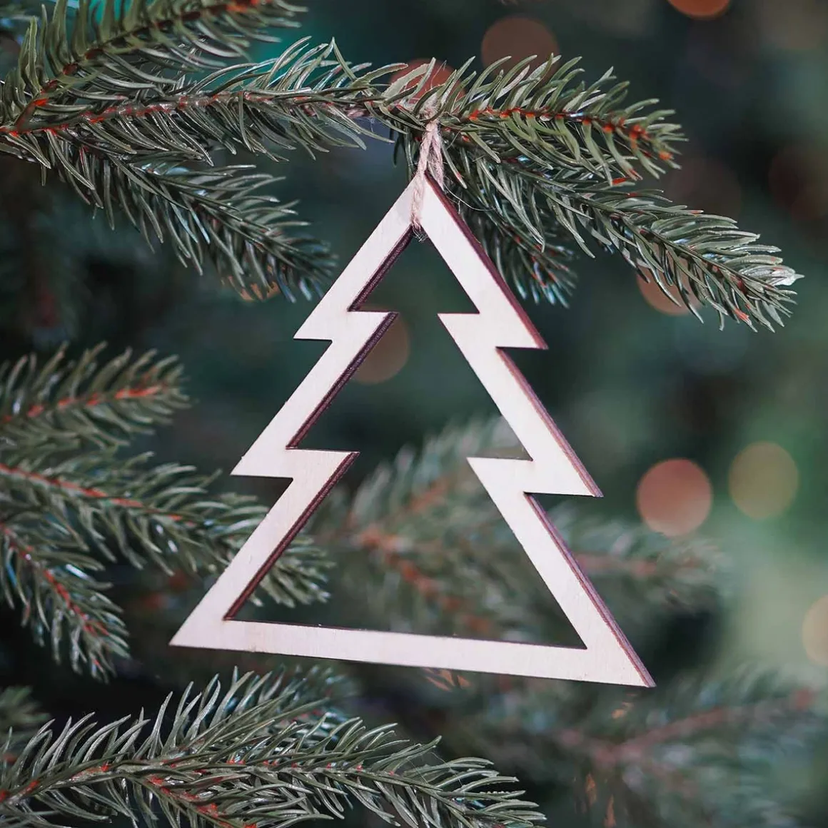 Kersthanger Houten Dennenboom | Bruin | 15 Cm