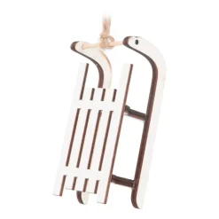 Kersthanger Houten Slee | Wit | 10 Cm