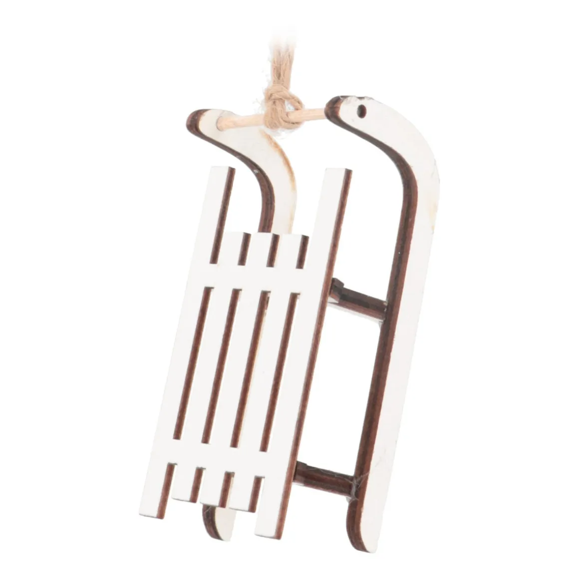 Kersthanger Houten Slee | Wit | 10 Cm