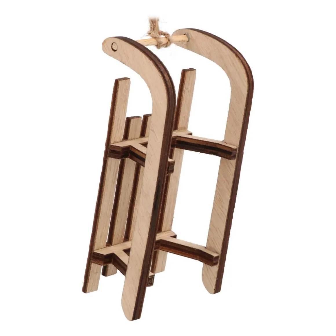 Kersthanger Houten Slee | Bruin | 10 Cm