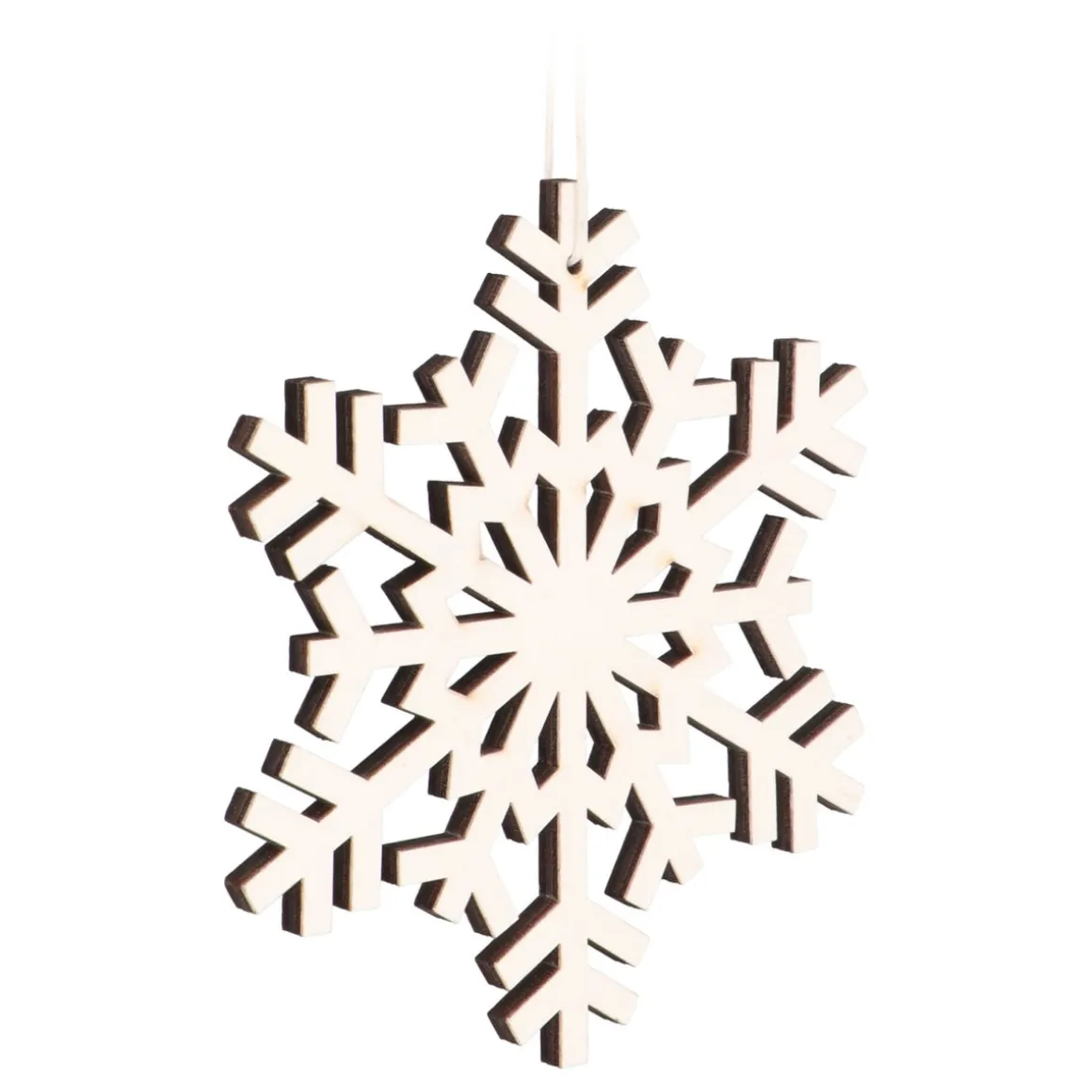 Kersthanger Houten Sneeuwvlok | Wit | 12 Cm