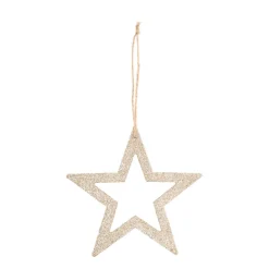 Kersthanger Houten Ster | Champagne | 15 Cm