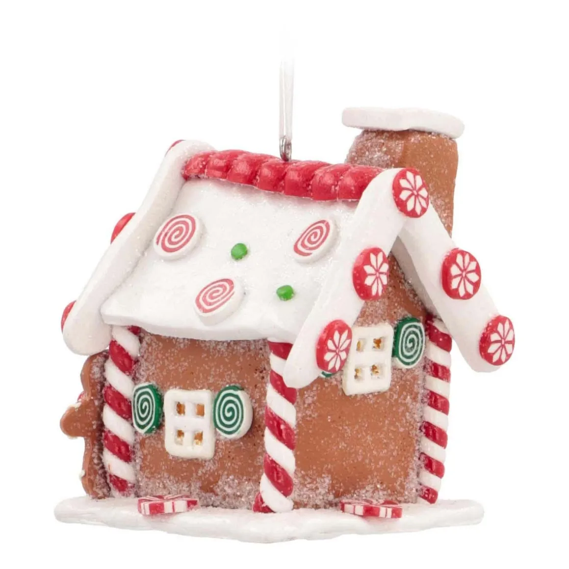 Kersthanger Klei | Snoephuisje Met LED | Handgemaakt | Incl Batterijen | 10 Cm