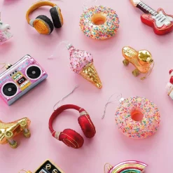 Kersthanger Koptelefoon | Glas | Rood | 10cm