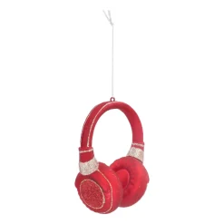 Kersthanger Koptelefoon | Glas | Rood | 10cm