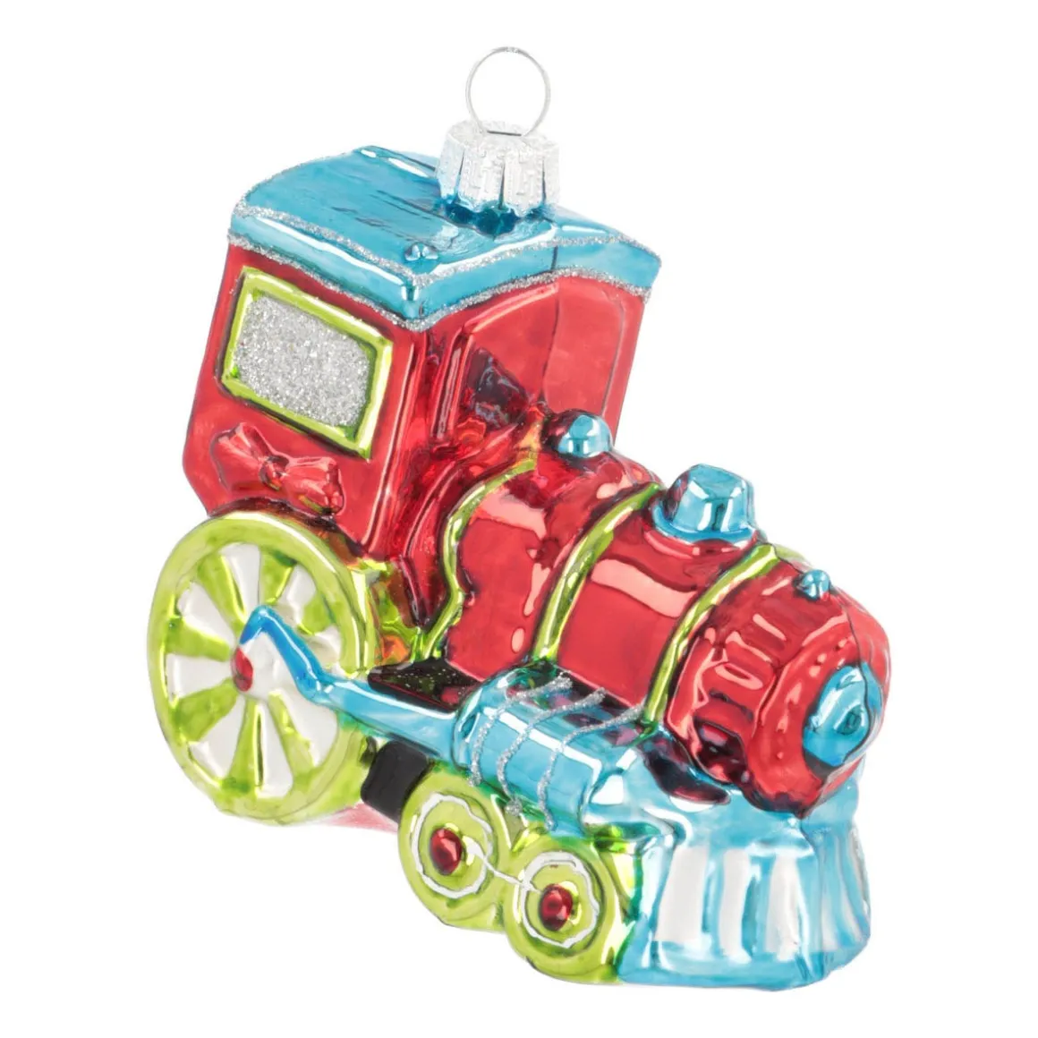 Kersthanger Locomotief | Glas | Rood-groen | 10cm