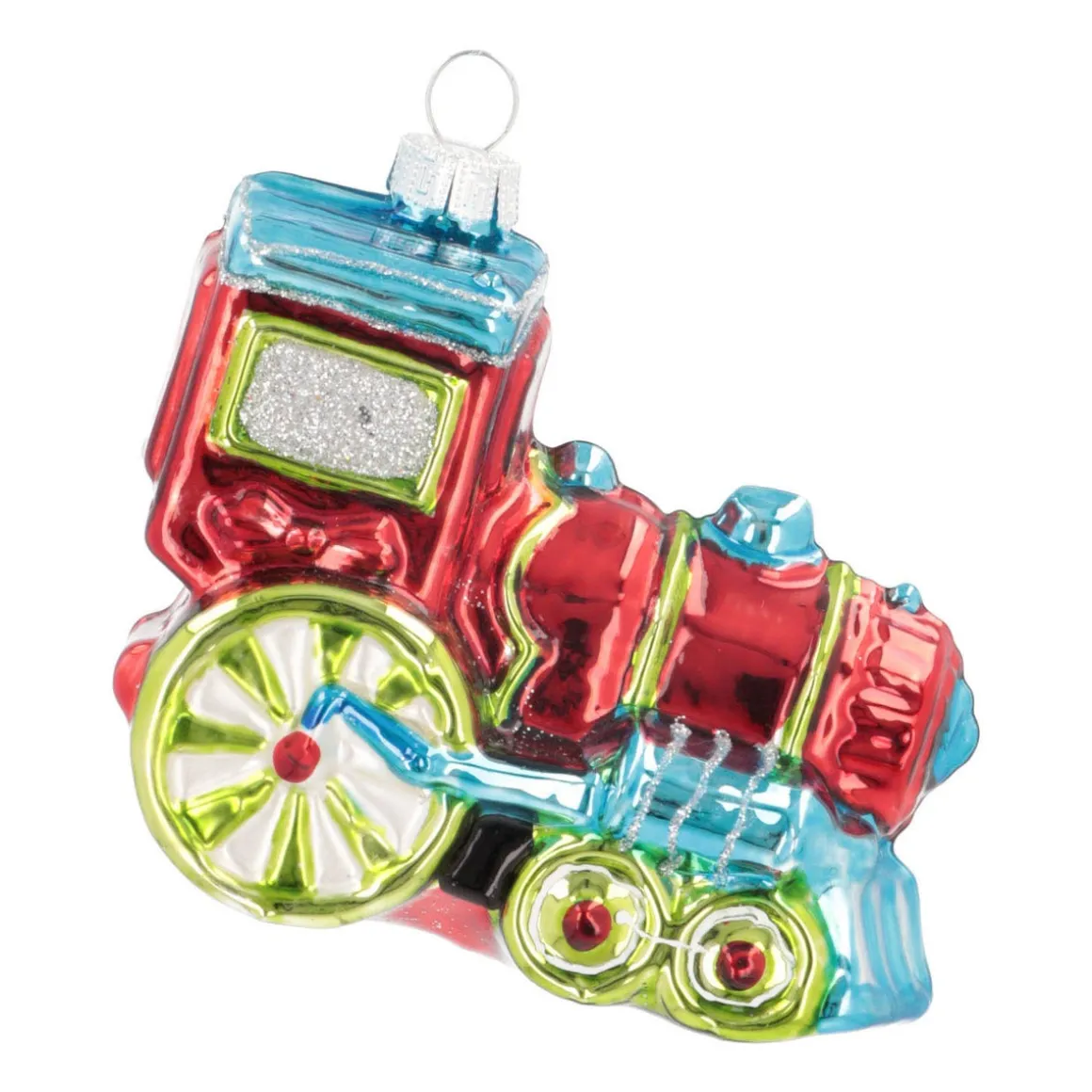 Kersthanger Locomotief | Glas | Rood-groen | 10cm