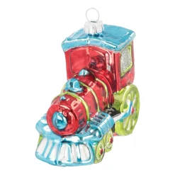 Kersthanger Locomotief | Glas | Rood-groen | 10cm