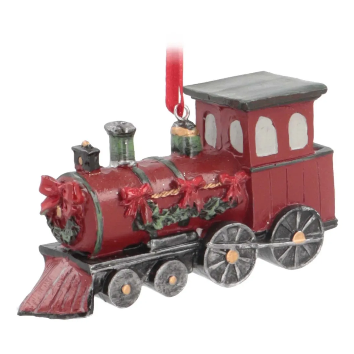 Kersthanger Locomotief | Polyresin | Rood | 11cm
