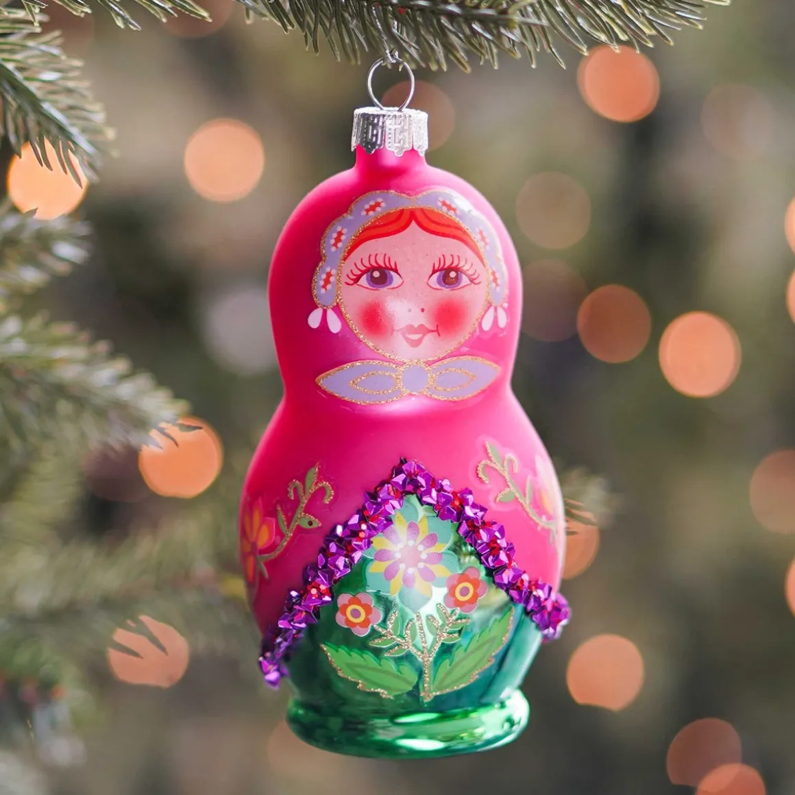 Kersthanger Matroesjka | Glas | Multi | 13cm