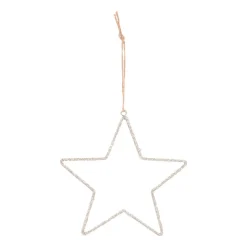 Kersthanger Metalen Ster Met Kraaltjes | Champagne | 14cm