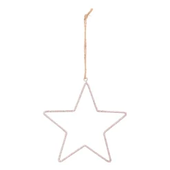 Kersthanger Metalen Ster Met Kraaltjes | Roze | 14cm