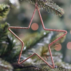 Kersthanger Metalen Ster Met Kraaltjes | Koper | 14cm
