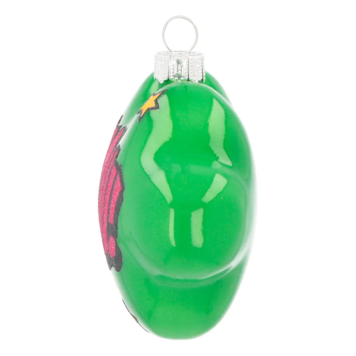 Kersthanger Pop-art Wolk Met Text Wow! | Glas | Groen-roze | 11cm