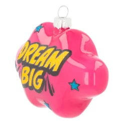 Kersthanger Pop-art Wolk Met Text Dream Big | Glas | Roze-geel | 11cm