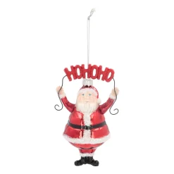 Kersthanger Santa 'Ho Ho Ho' | Glas | Rood | 13cm
