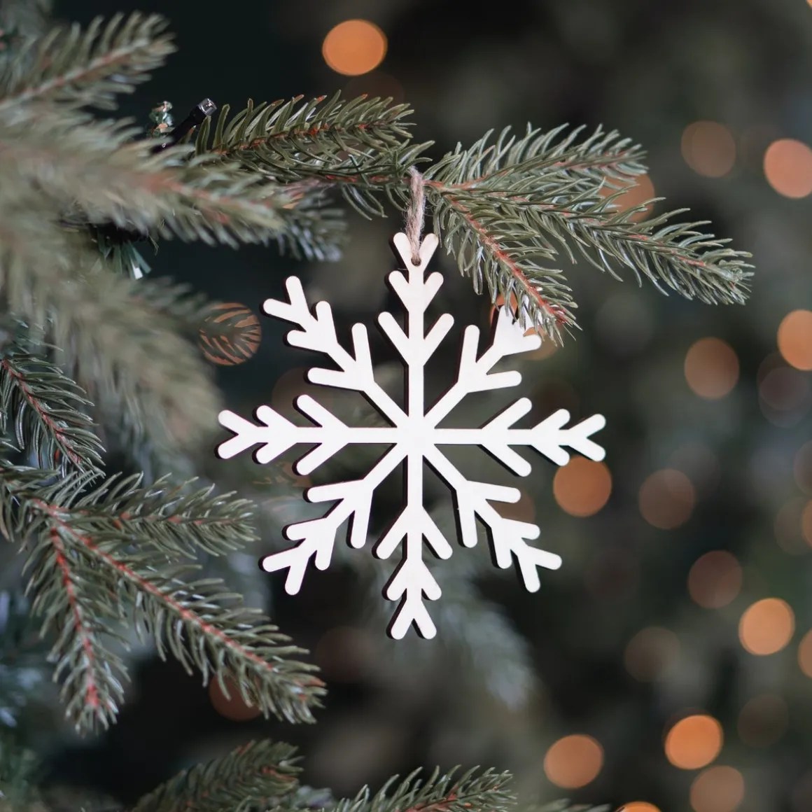 Kersthanger Sneeuwvlok | Hout | 12 Cm