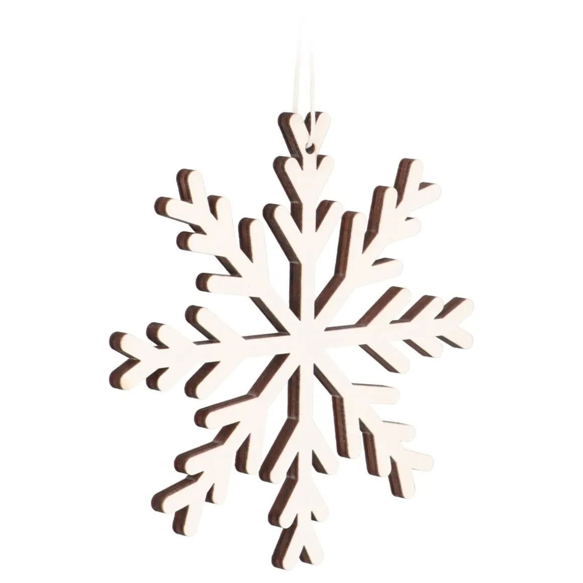 Kersthanger Sneeuwvlok | Hout | Wit | 12 Cm