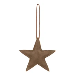 Kersthanger Ster | Bruin | 12 Cm | Kunstleer